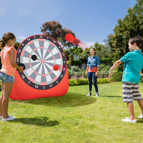Large Dart Board For Kids, 4 Kick Balls, Red