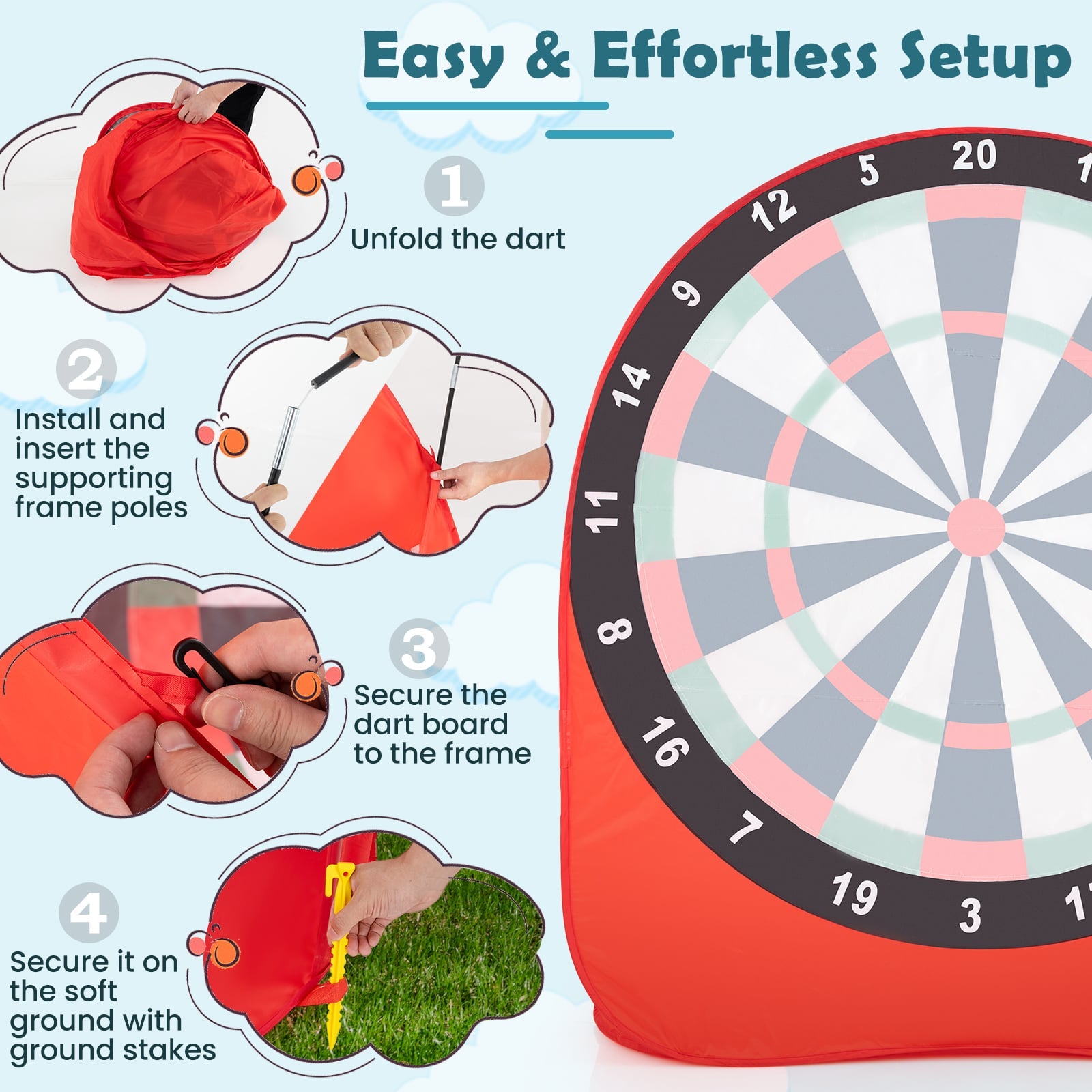 Large Dart Board For Kids, 4 Kick Balls, Red Lawn Games at Gallery Canada