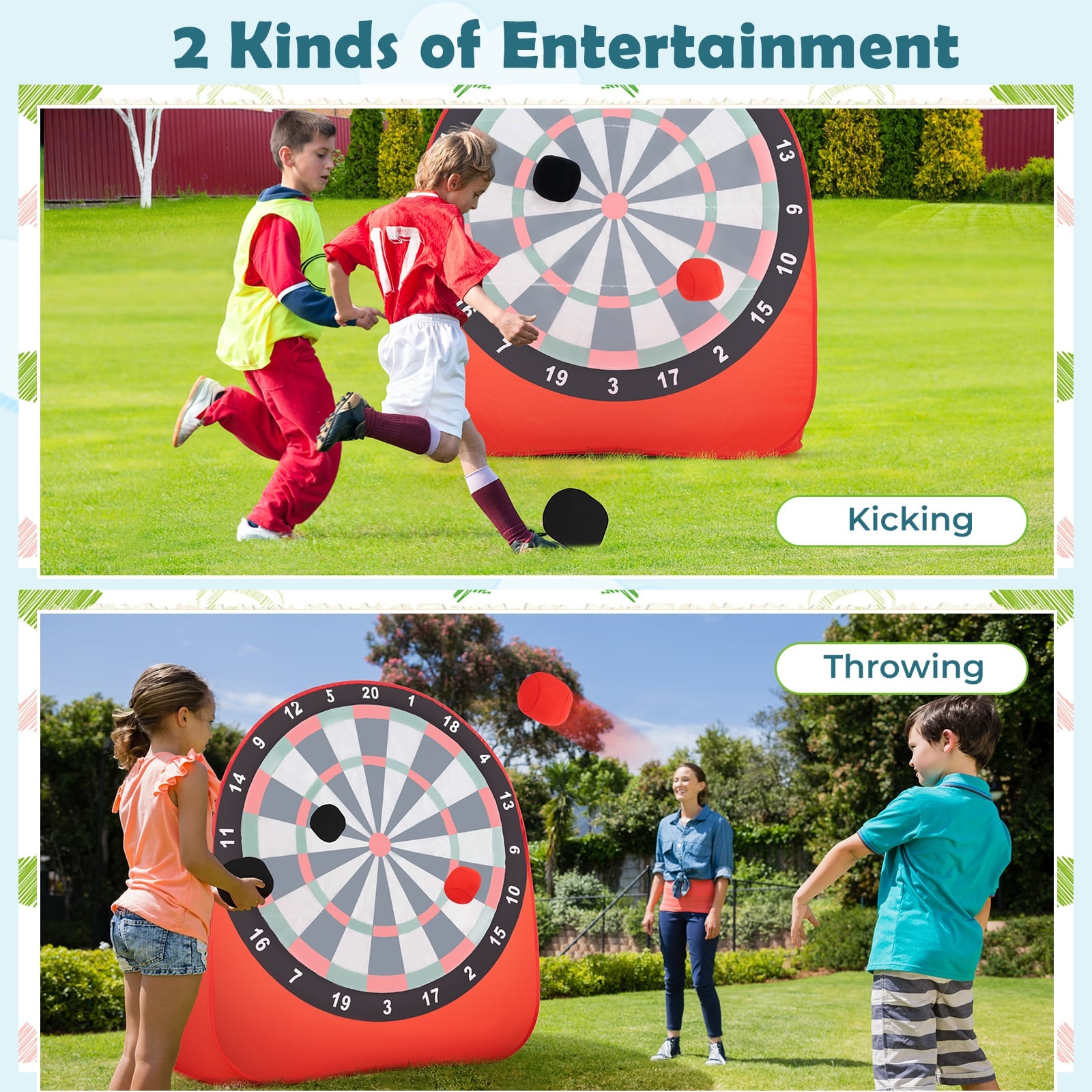 Large Dart Board For Kids, 4 Kick Balls, Red Lawn Games at Gallery Canada