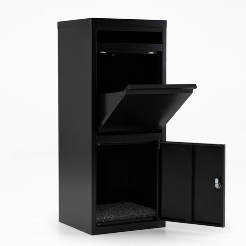 Large Galvanized Package Delivery Box, Anti-Theft Design, Black