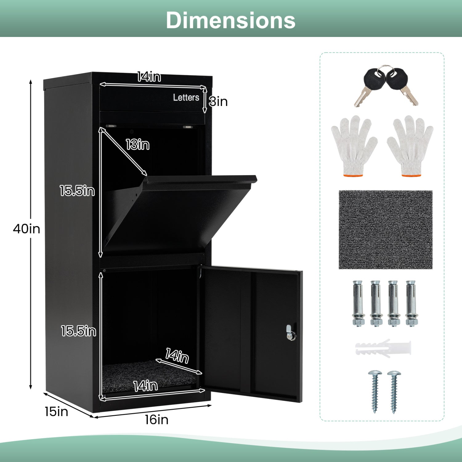 Large Galvanized Package Delivery Box, Anti-Theft Design, Black Sheds & Outdoor Storage at Gallery Canada