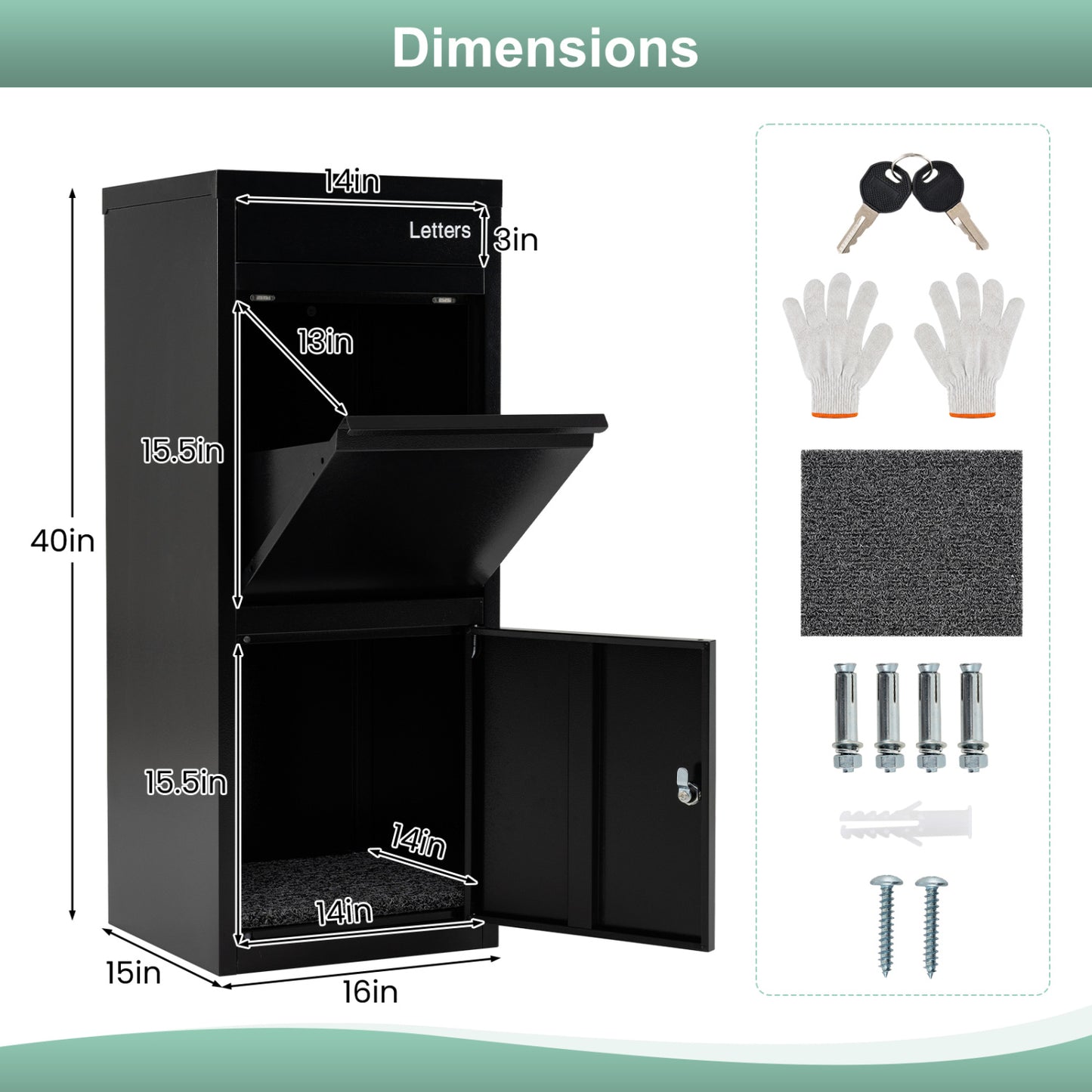 Large Galvanized Package Delivery Box, Anti-Theft Design, Black Sheds & Outdoor Storage at Gallery Canada