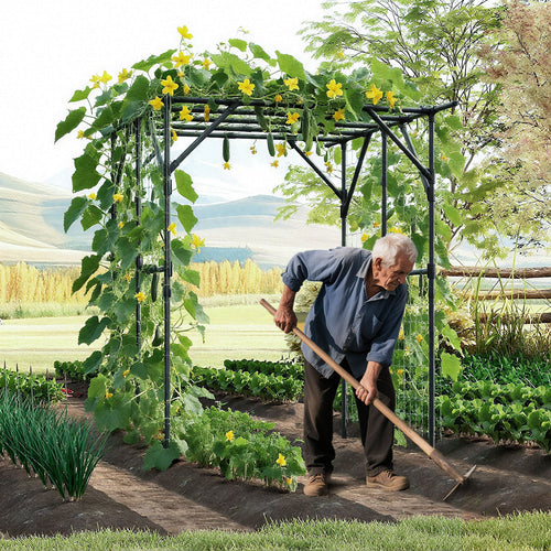 Large Garden Arch Trellis for Climbing Plants Outdoor Grape Vine Support, Black