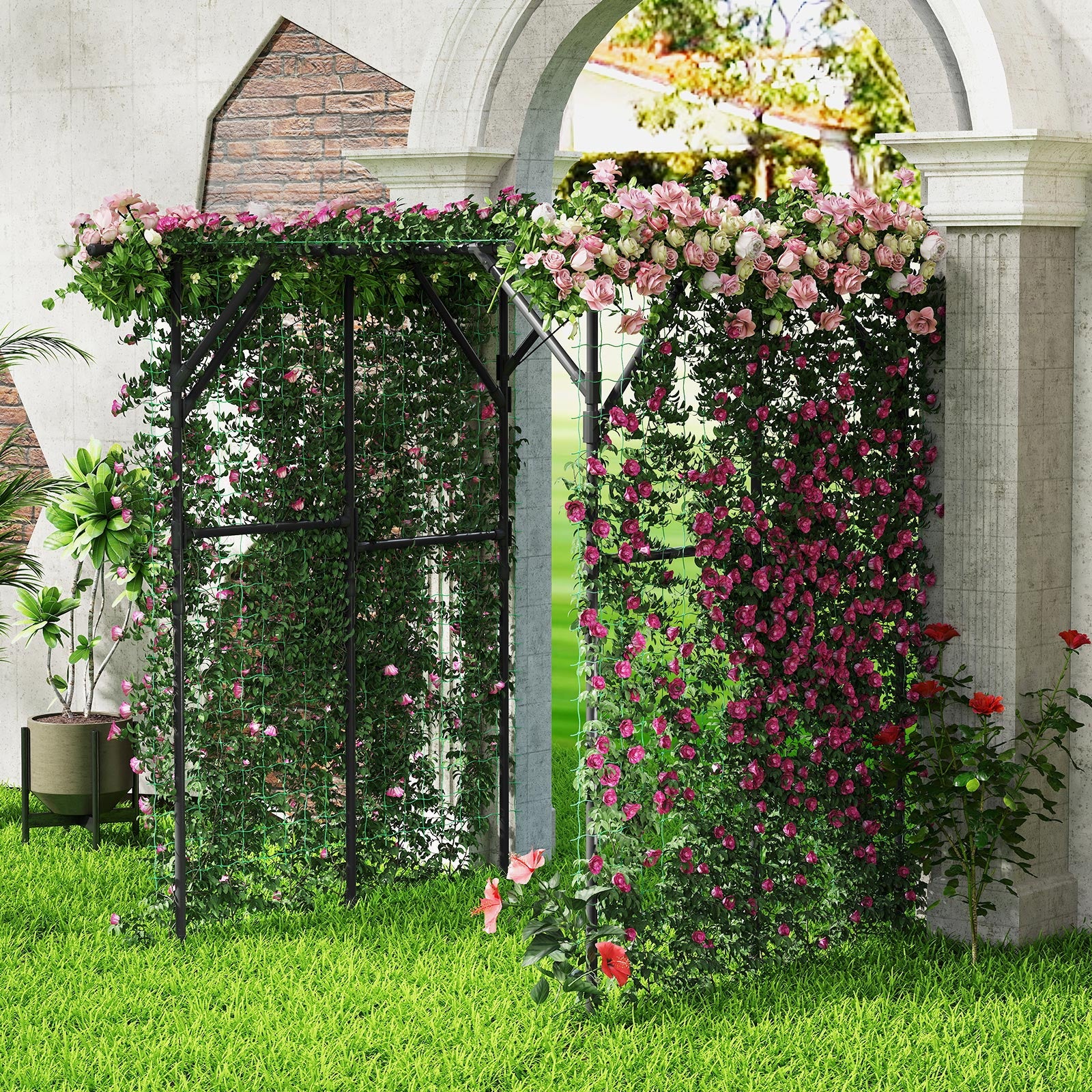 Large Garden Arch Trellis for Climbing Plants Outdoor Grape Vine Support, Black Outdoor Decor at Gallery Canada