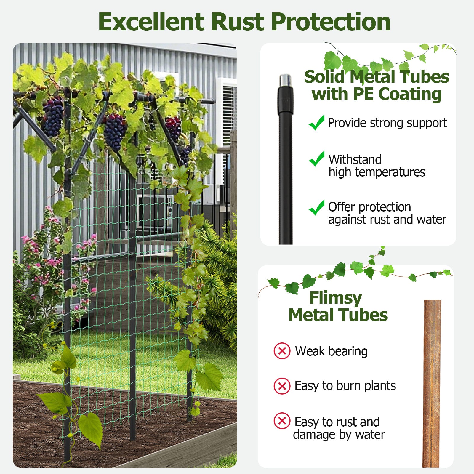 Large Garden Arch Trellis for Climbing Plants Outdoor Grape Vine Support, Black Outdoor Decor at Gallery Canada