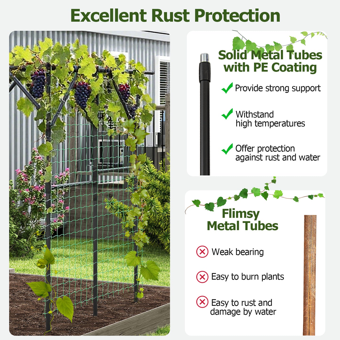 Large Garden Arch Trellis for Climbing Plants Outdoor Grape Vine Support, Black Outdoor Decor at Gallery Canada