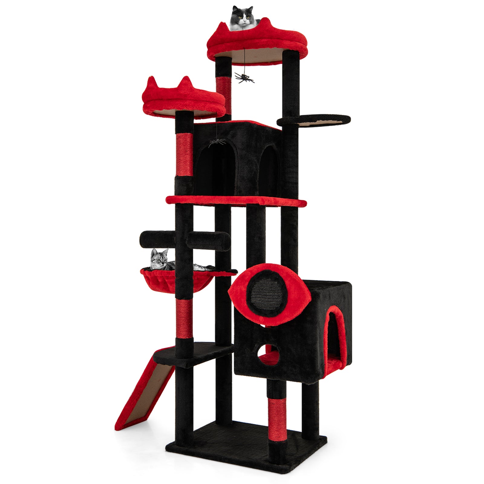 Large Gothic Cat Tree with Cat Condos and Plush Perches, Black & Red Cat Trees Condos & Scratchers at Gallery Canada