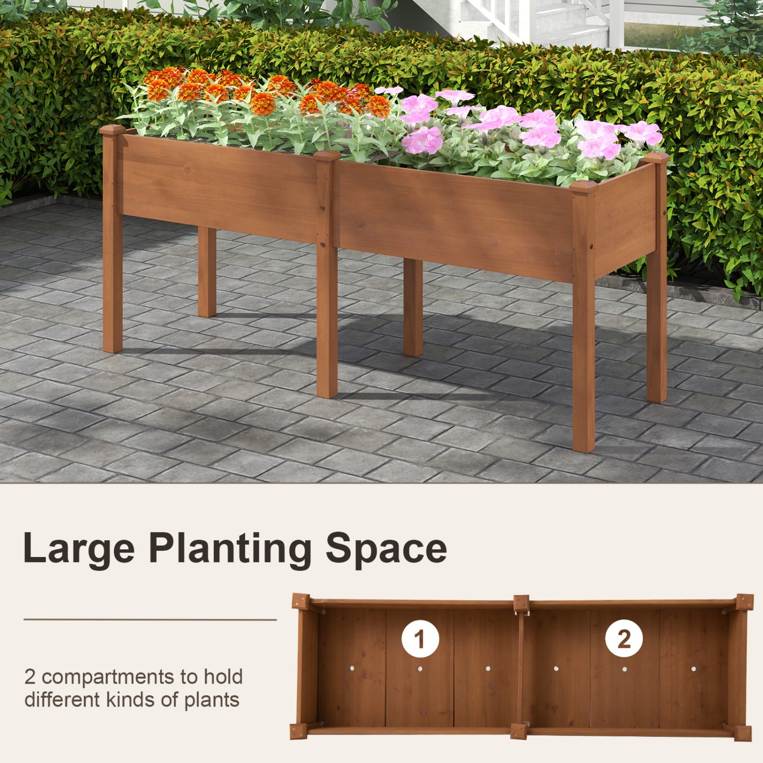 Large Raised Garden Bed, With Drainage Holes, 6 Supporting Legs, Brown Raised Garden Beds at Gallery Canada