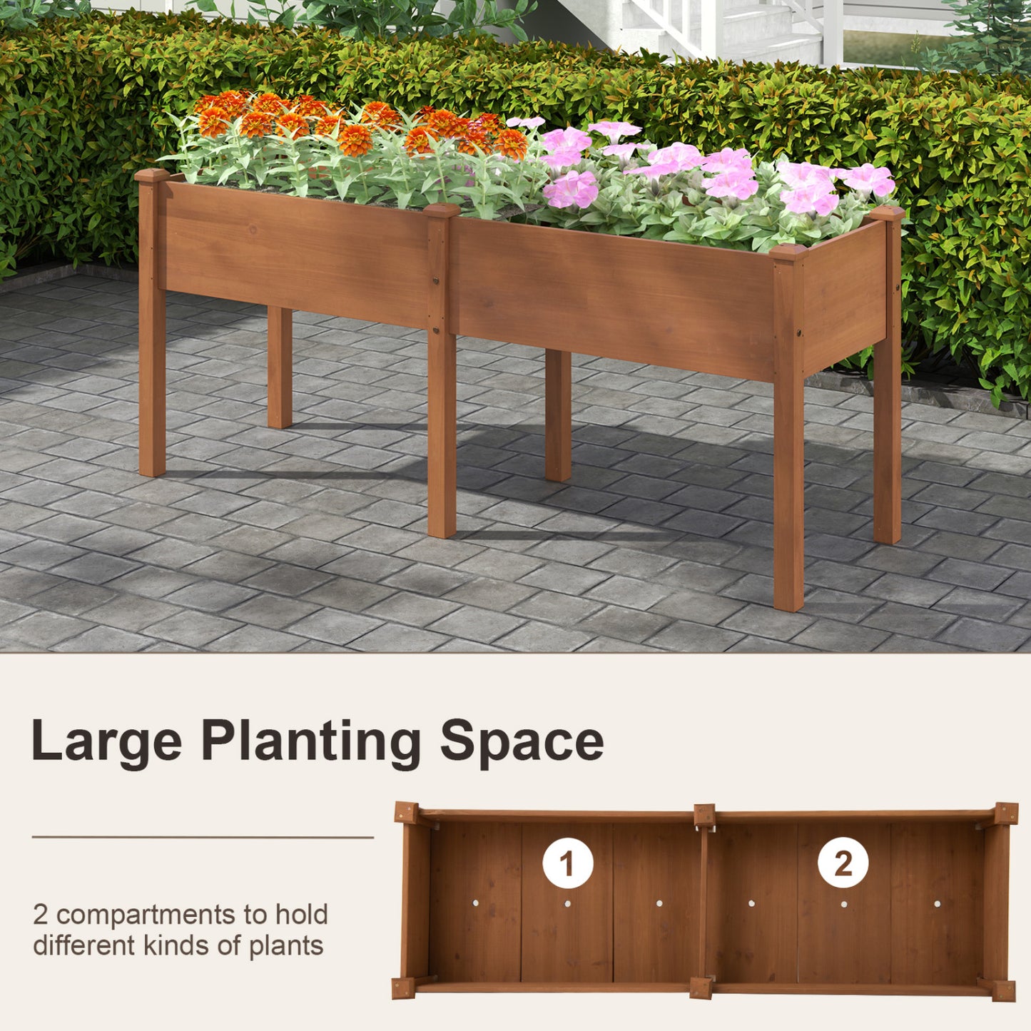 Large Raised Garden Bed, With Drainage Holes, 6 Supporting Legs, Brown Raised Garden Beds at Gallery Canada