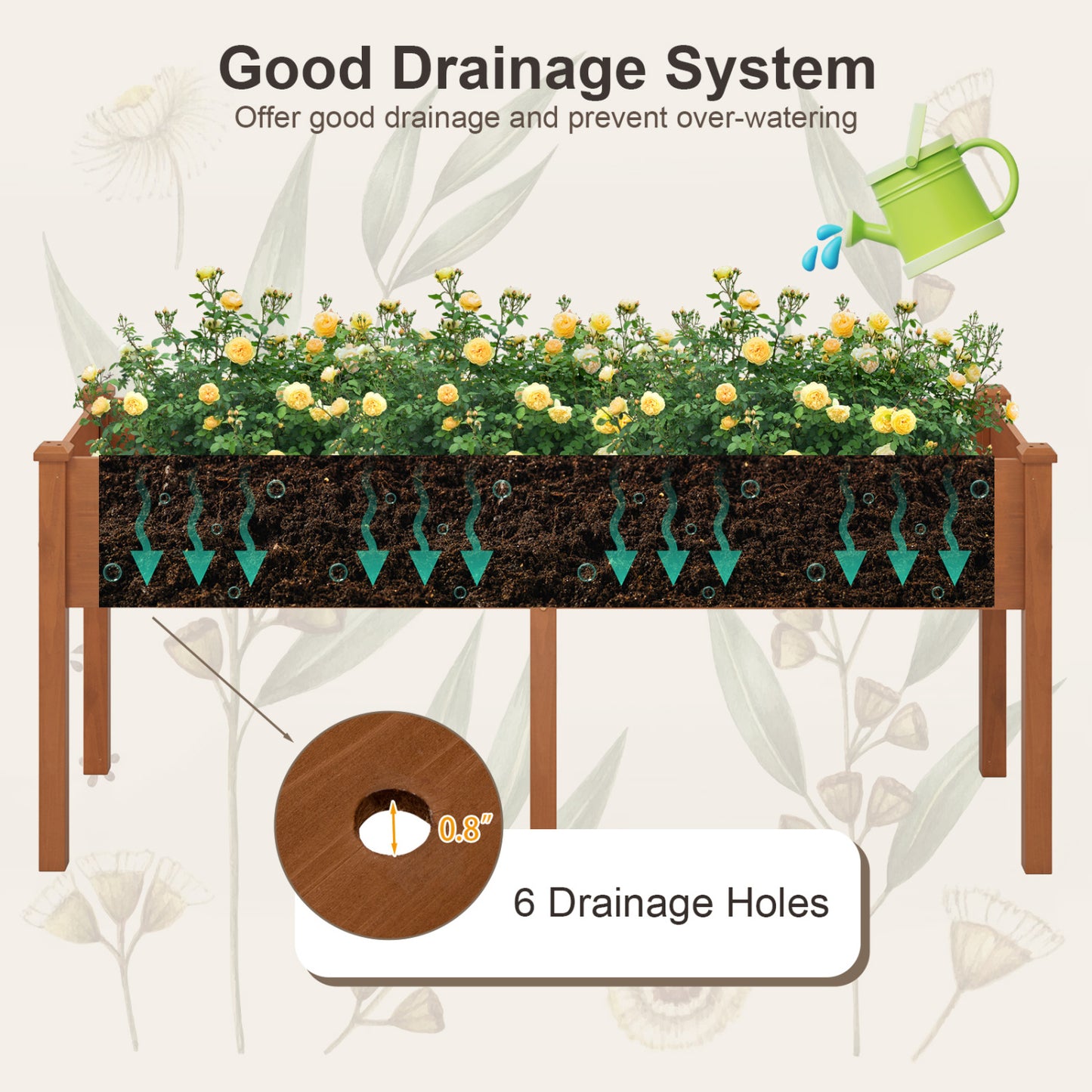 Large Raised Garden Bed, With Drainage Holes, 6 Supporting Legs, Brown Raised Garden Beds at Gallery Canada