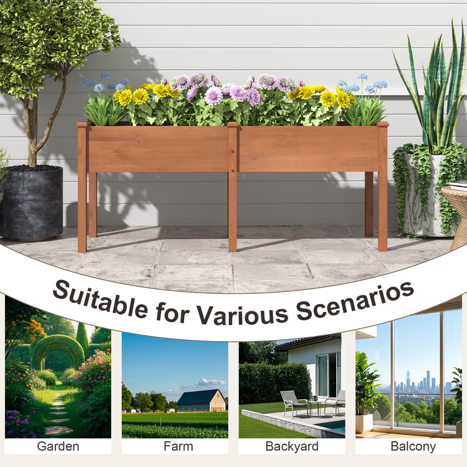 Large Raised Garden Bed, With Drainage Holes, 6 Supporting Legs, Brown Raised Garden Beds at Gallery Canada