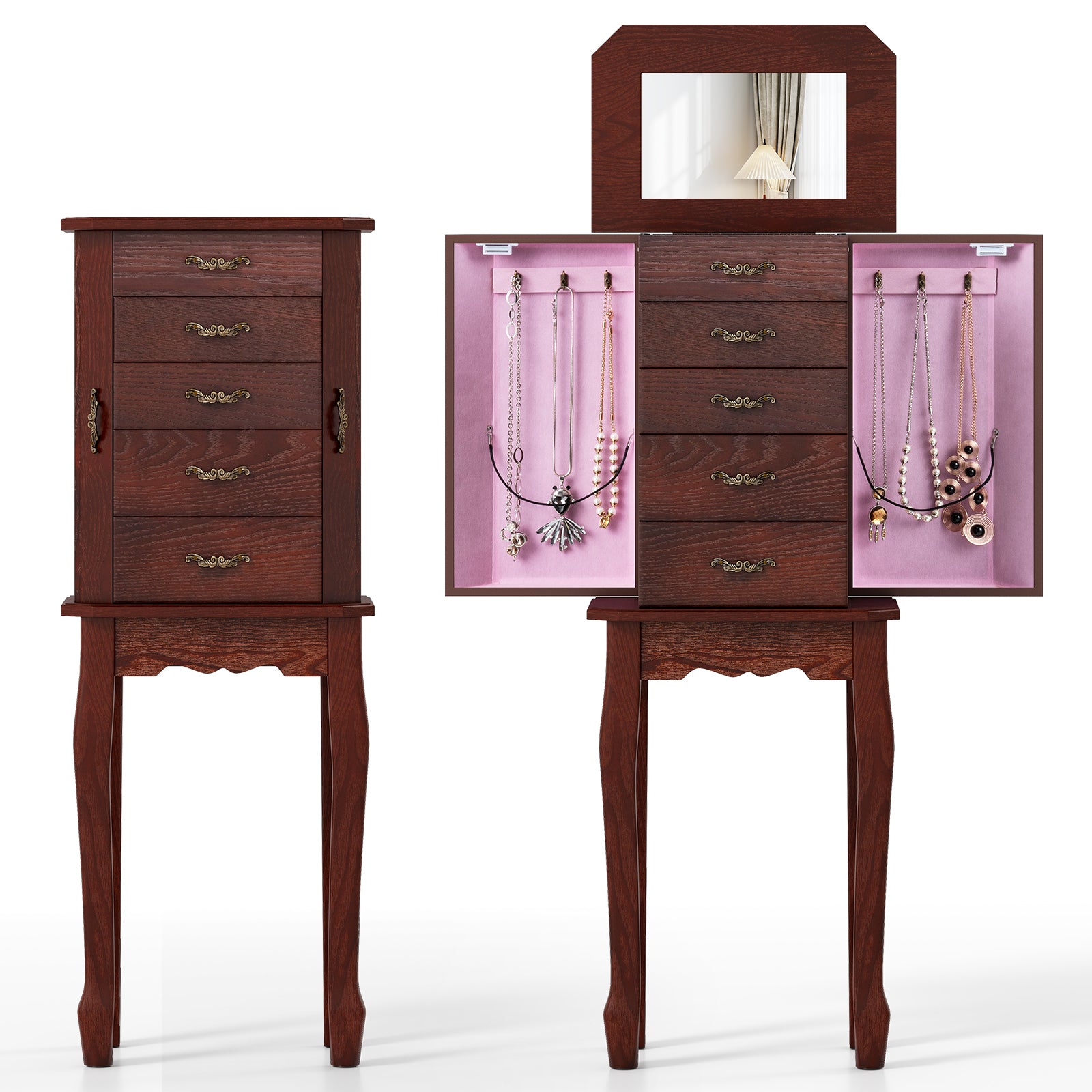 Large Jewelry Cabinet, 5 Drawers, Brown Jewelry Armoires at Gallery Canada