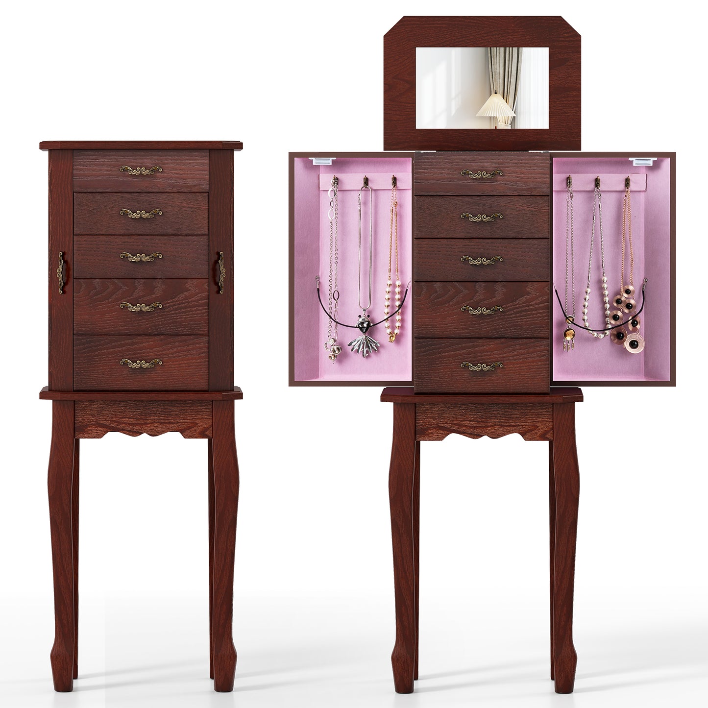Large Jewelry Cabinet, 5 Drawers, Brown Jewelry Armoires at Gallery Canada