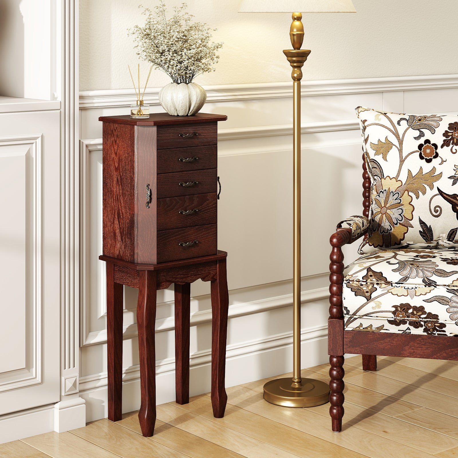 Large Jewelry Cabinet, 5 Drawers, Brown Jewelry Armoires at Gallery Canada