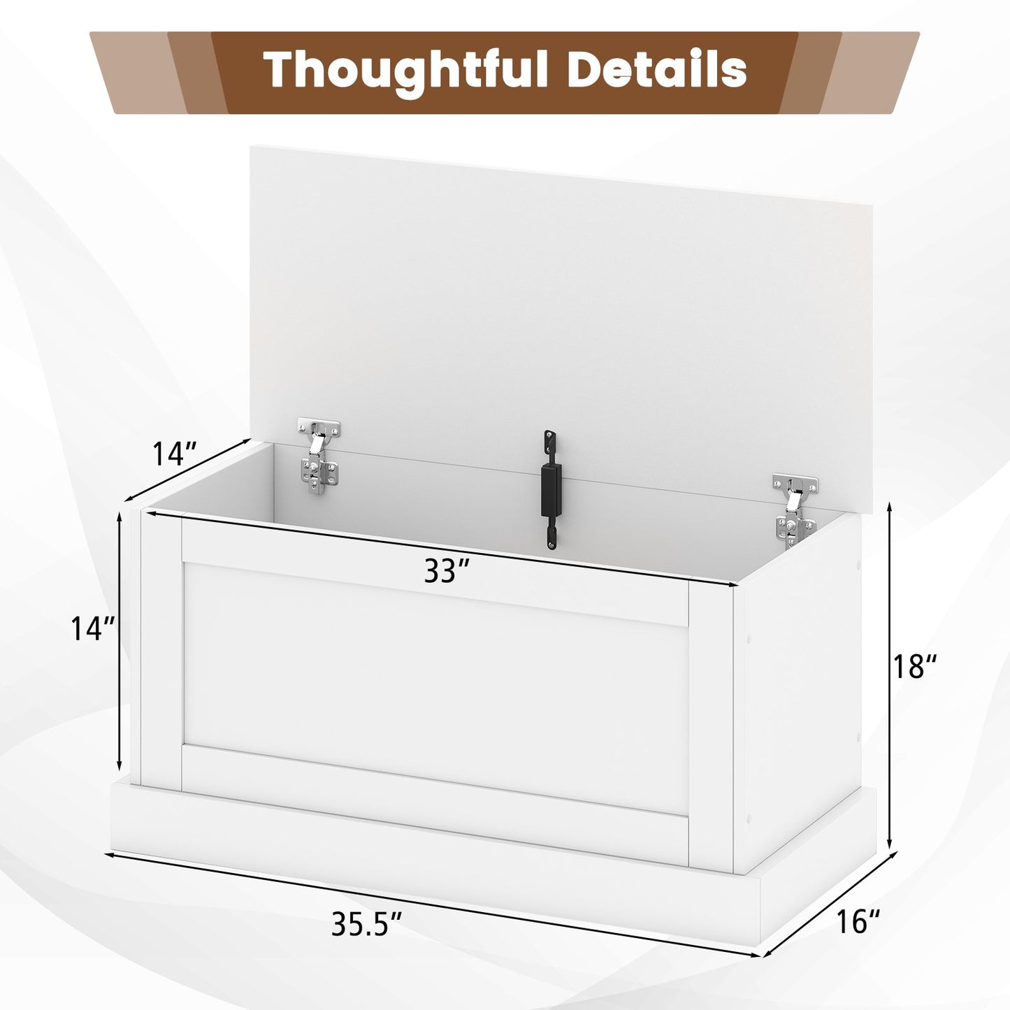 Large Storage Chest with Safety Metal Hinge-off white, Off White Shoe Racks & Storage Benches at Gallery Canada