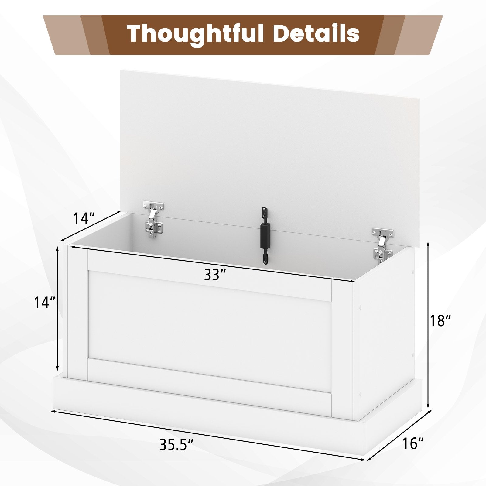 Large Storage Chest with Safety Metal Hinge-off white, Off White Shoe Racks & Storage Benches at Gallery Canada