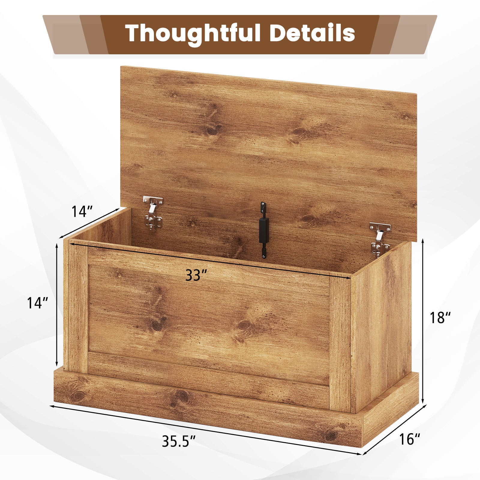 Large Storage Chest with Safety Metal Hinge, Natural Shoe Racks & Storage Benches at Gallery Canada