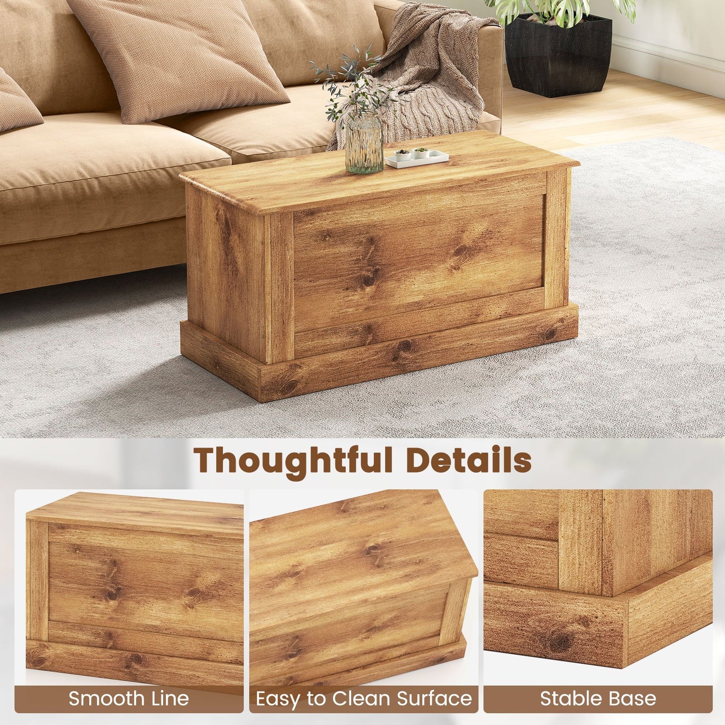 Large Storage Chest with Safety Metal Hinge, Natural Shoe Racks & Storage Benches at Gallery Canada