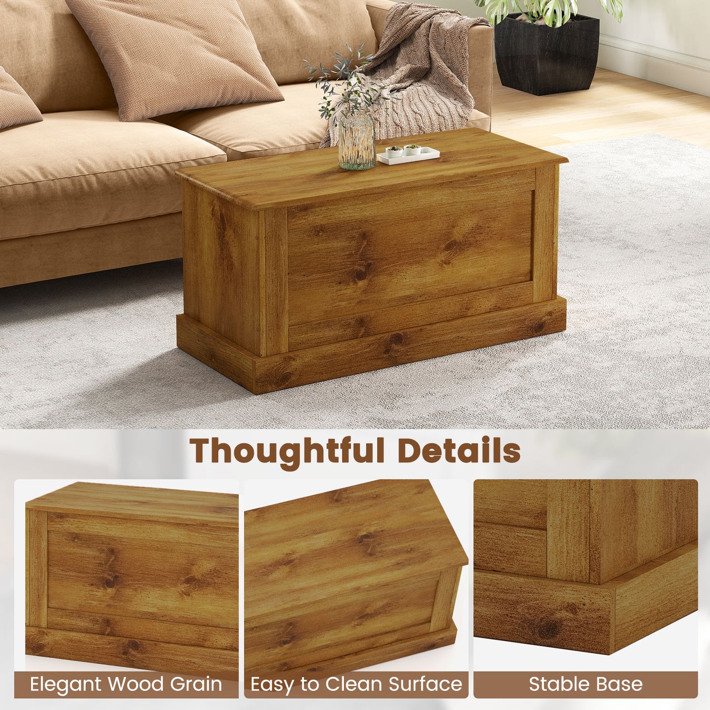 Large Storage Chest, Natural, Metal Hinge Shoe Racks & Storage Benches at Gallery Canada