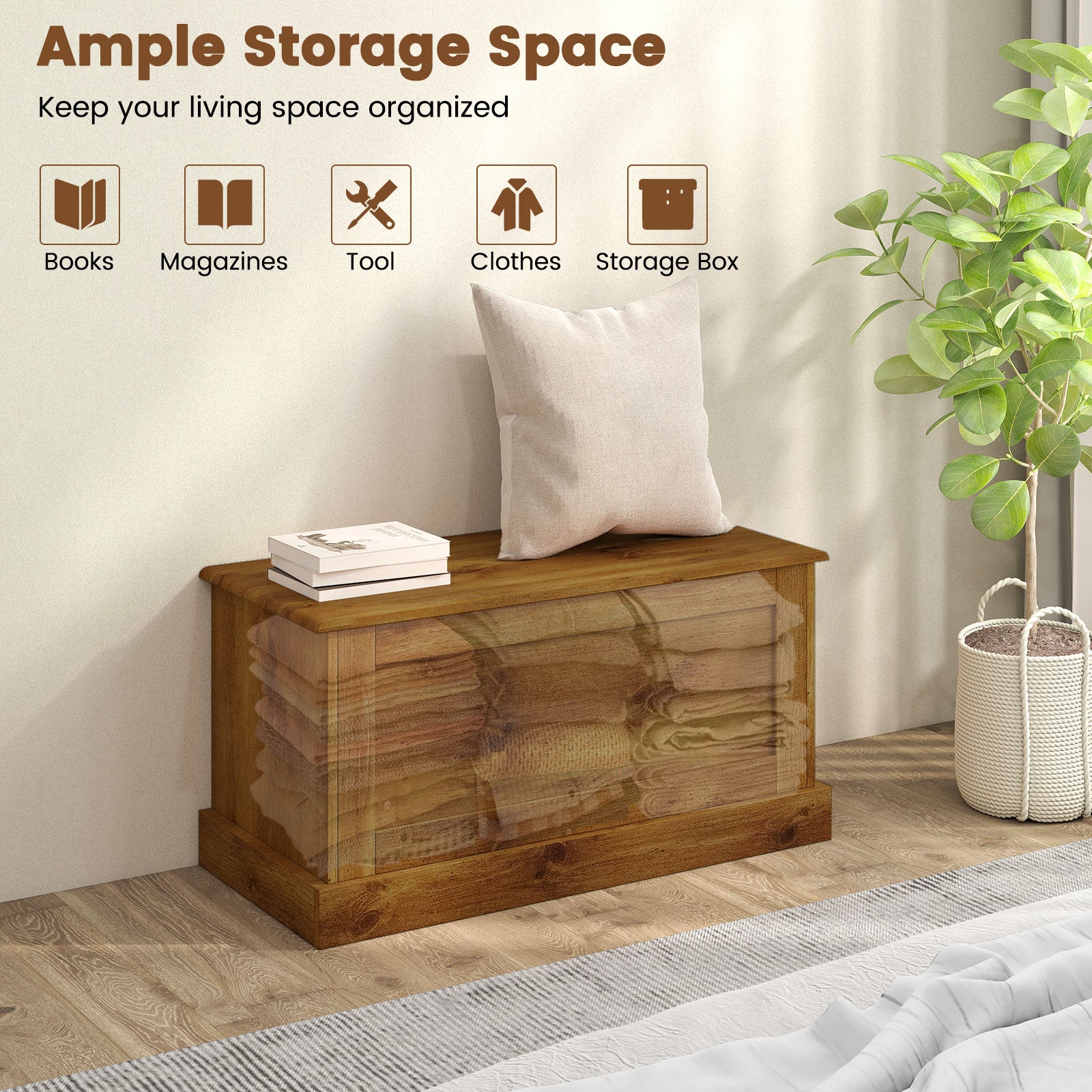 Large Storage Chest, Natural, Metal Hinge Shoe Racks & Storage Benches at Gallery Canada