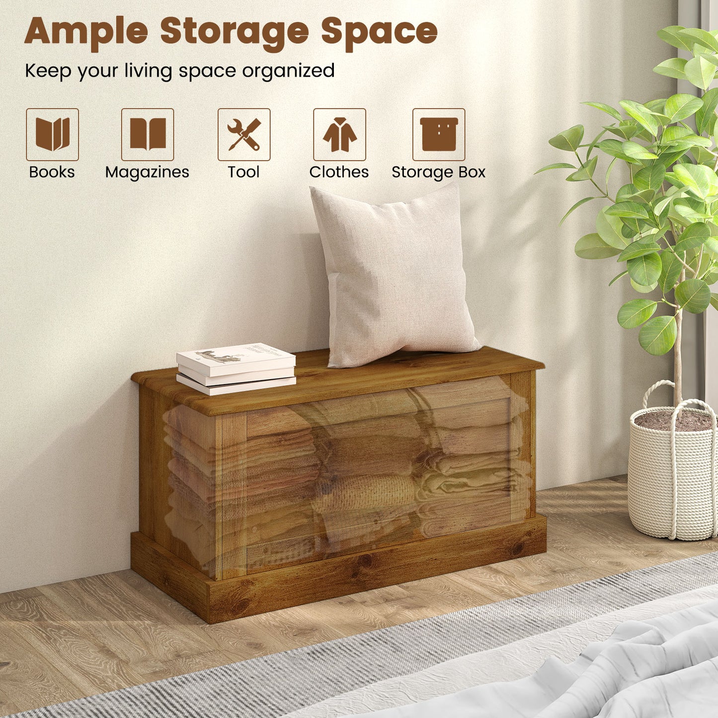 Large Storage Chest, Natural, Metal Hinge Shoe Racks & Storage Benches at Gallery Canada