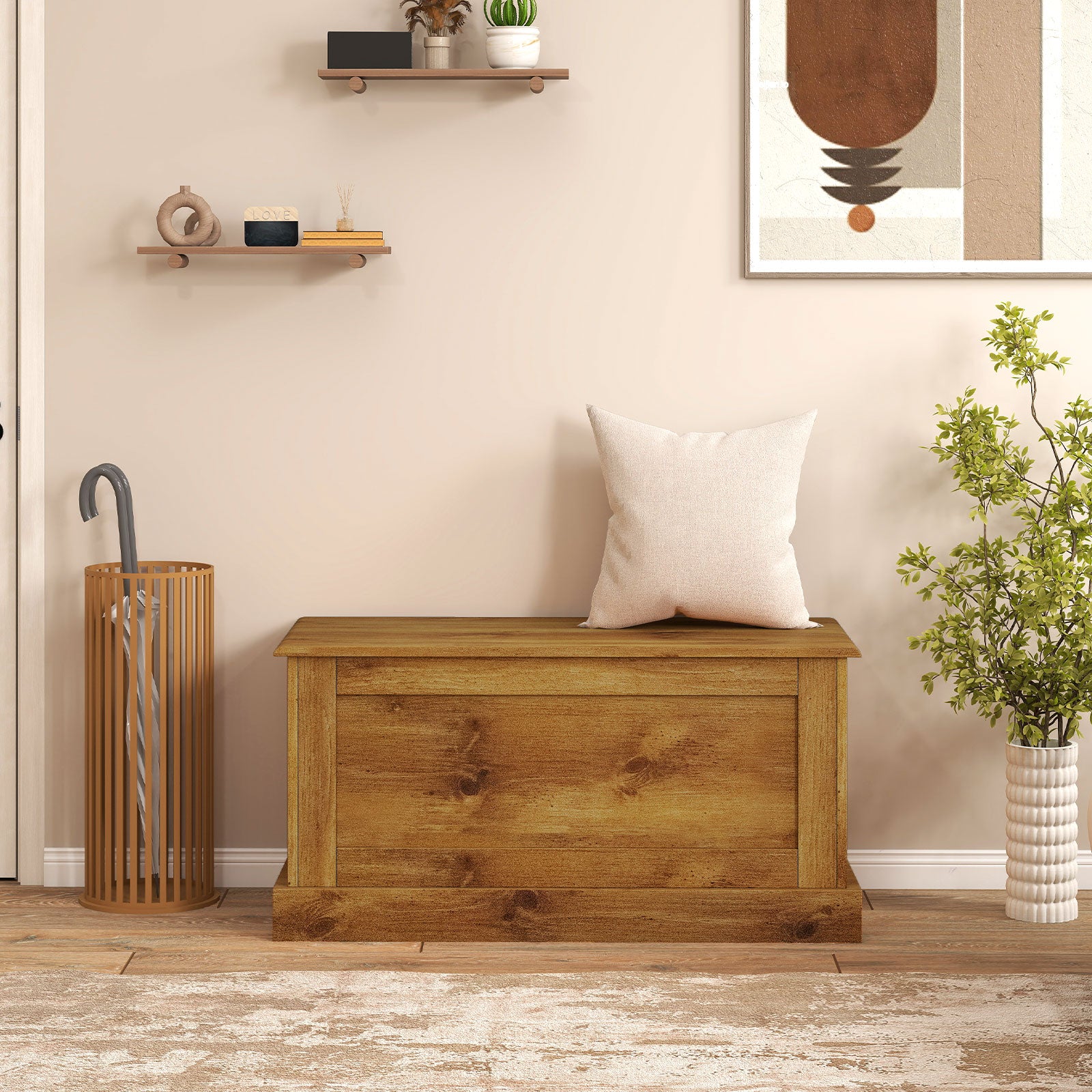 Large Storage Chest, Natural, Metal Hinge Shoe Racks & Storage Benches at Gallery Canada