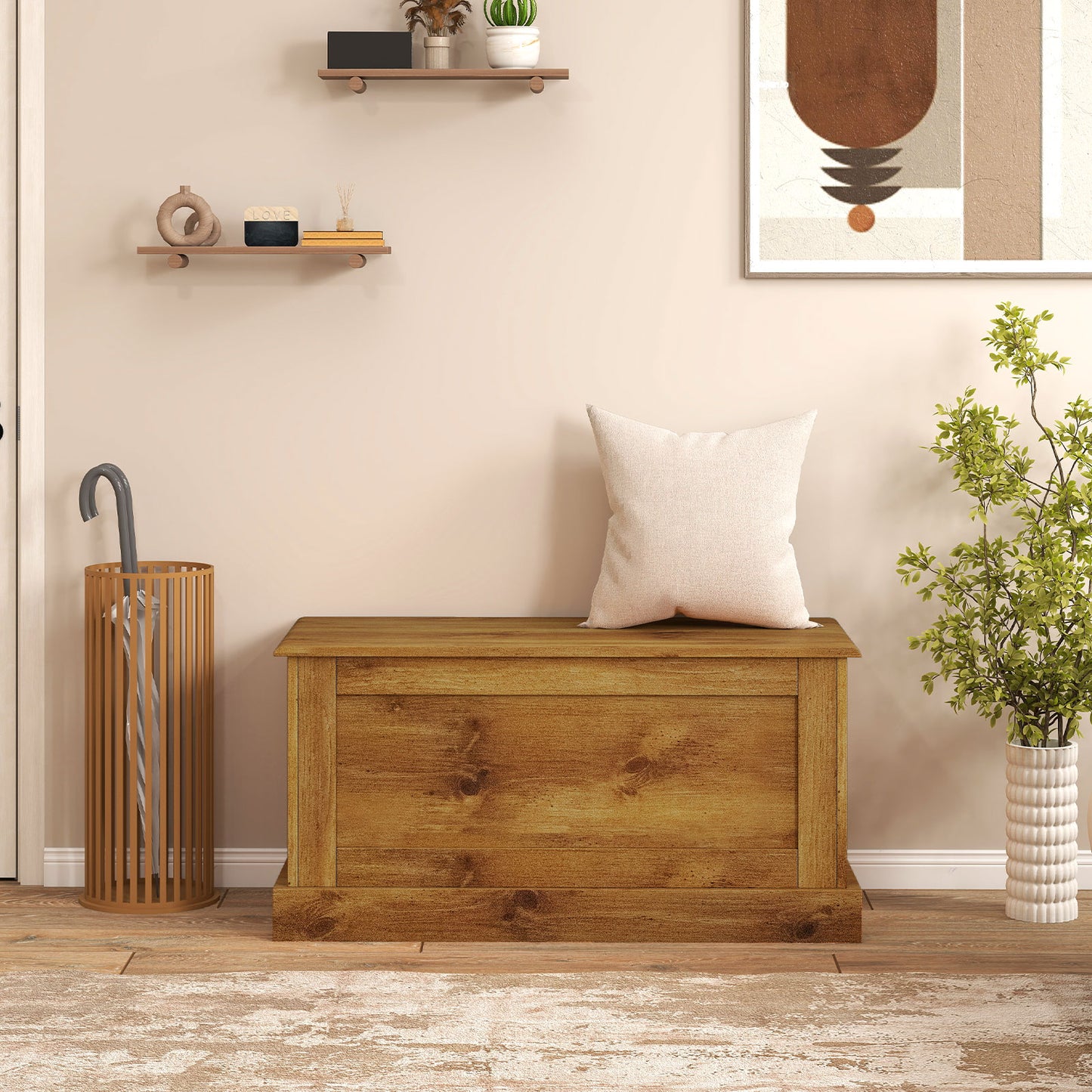 Large Storage Chest, Natural, Metal Hinge Shoe Racks & Storage Benches at Gallery Canada