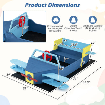 Large Wooden Kids Sandbox, With Bench Seat And Bottom Liner, Blue Sandboxes at Gallery Canada