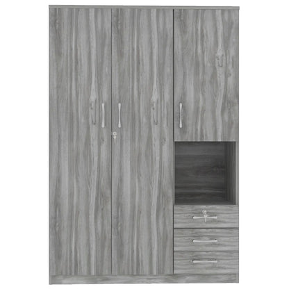 Wooden Wardrobe with Shelves, 3 Drawers, Hanging Rod, 47" L x 20" W x 69" H, Grey Clothing Storage Grey at Gallery Canada