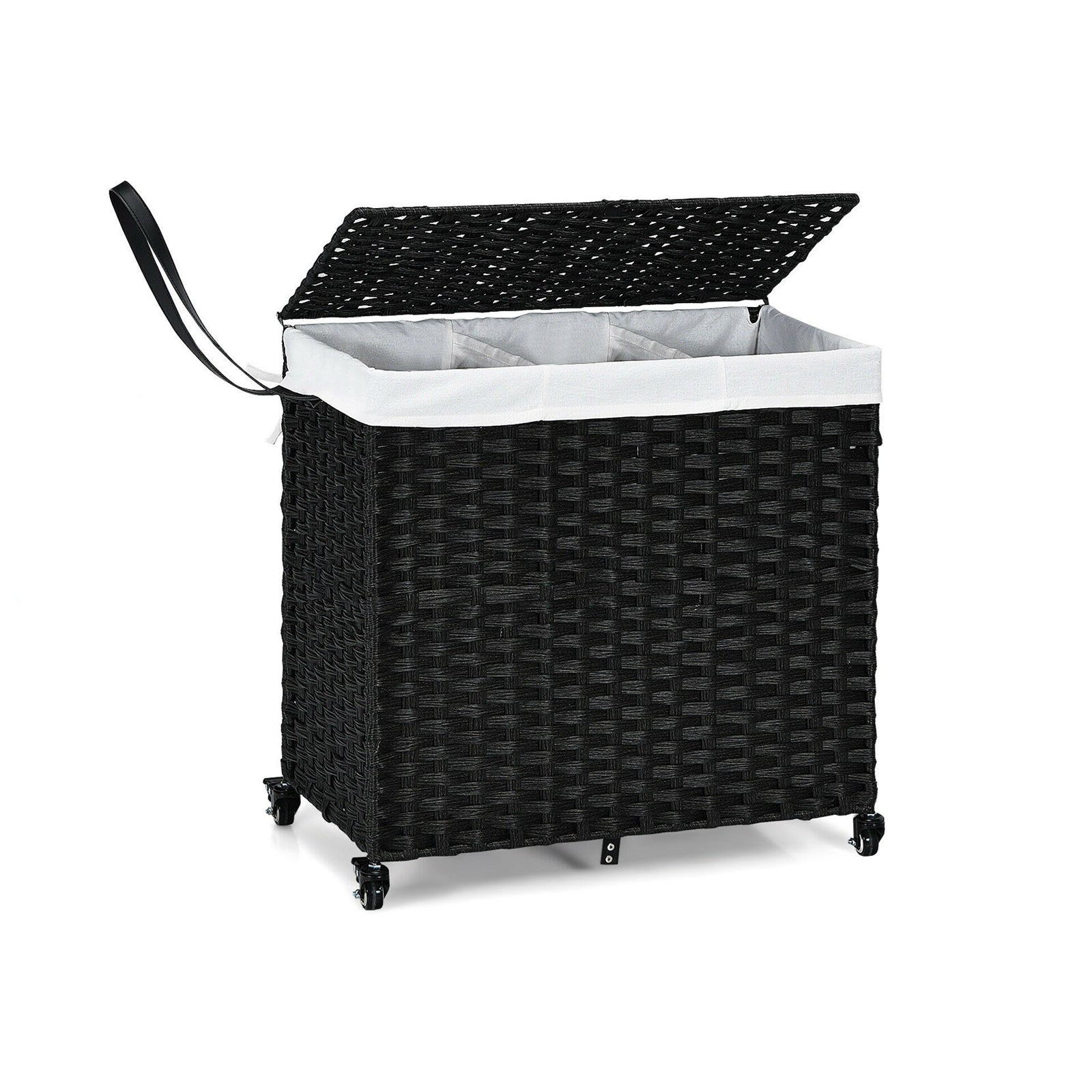 Laundry Hamper with Wheels and Lid, Black Laundry Baskets at Gallery Canada