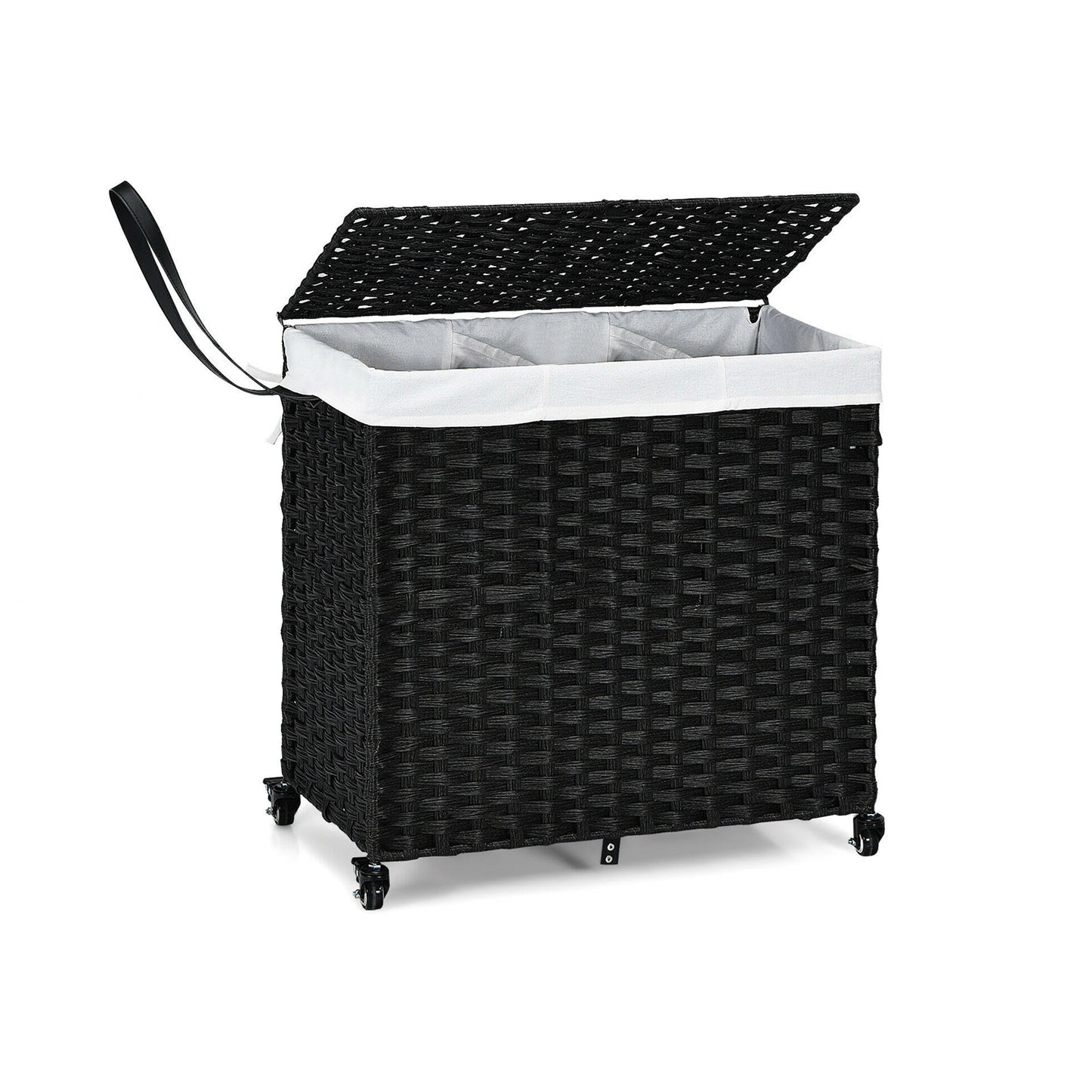 Laundry Hamper with Wheels and Lid, Black Laundry Baskets at Gallery Canada