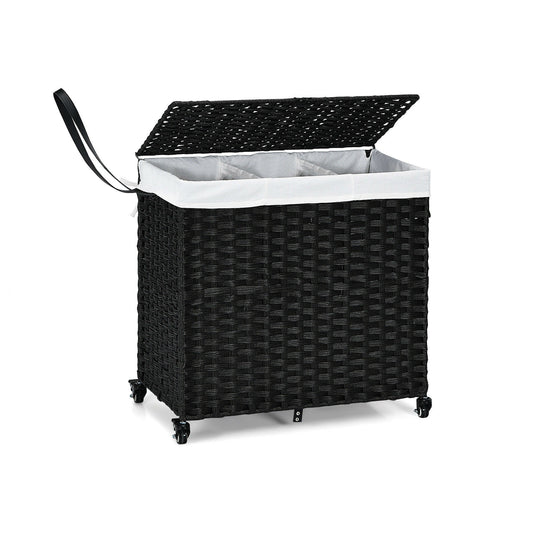 Laundry Hamper with Wheels and Lid, Black Laundry Baskets Black at Gallery Canada