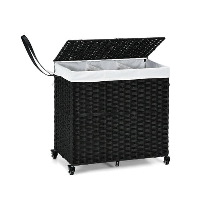 Laundry Hamper with Wheels and Lid, Black Laundry Baskets Black at Gallery Canada