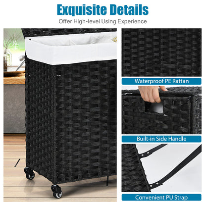 Laundry Hamper with Wheels and Lid, Black Laundry Baskets at Gallery Canada