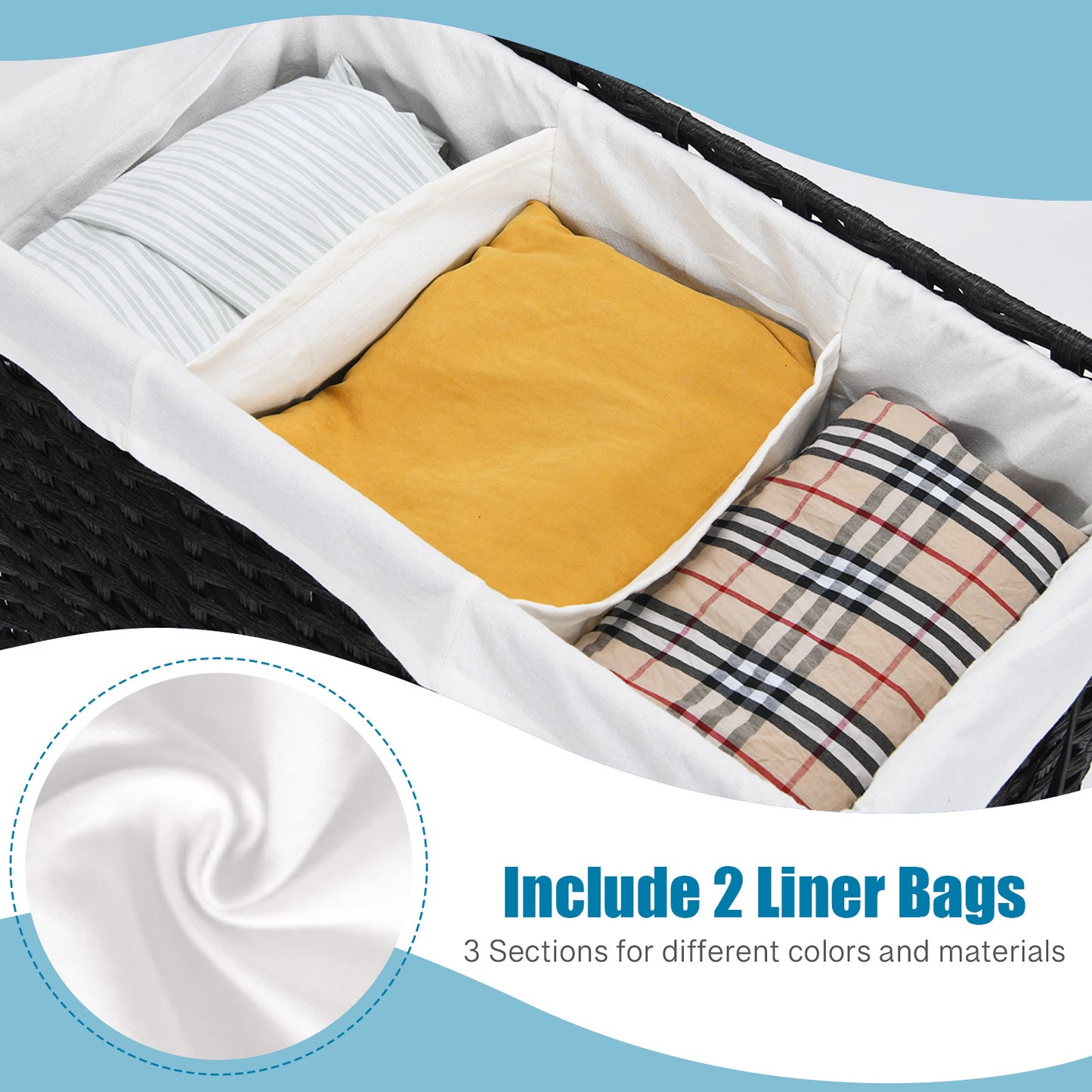 Laundry Hamper with Wheels and Lid, Black Laundry Baskets at Gallery Canada