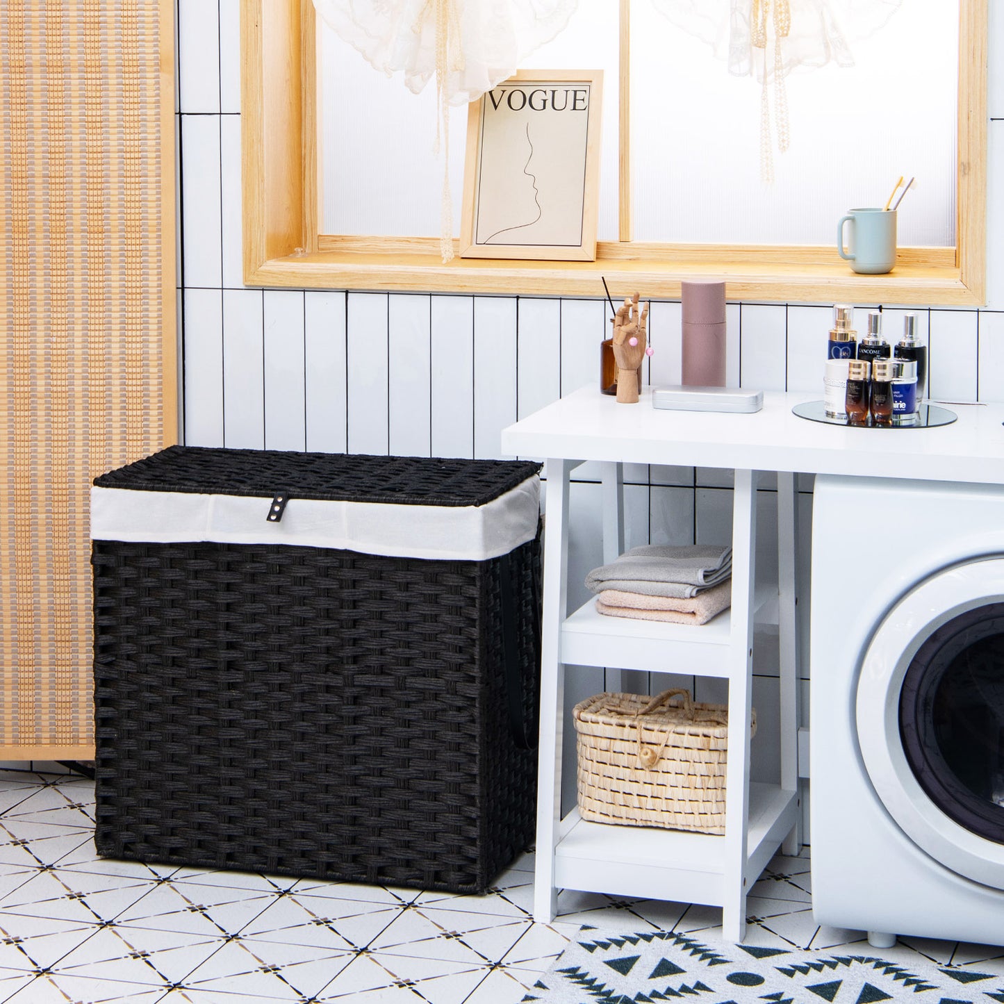 Laundry Hamper with Wheels and Lid, Black Laundry Baskets at Gallery Canada