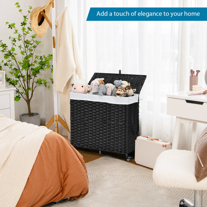 Laundry Hamper with Wheels and Lid, Black Laundry Baskets at Gallery Canada