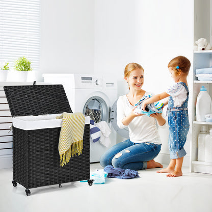 Laundry Hamper with Wheels and Lid, Black Laundry Baskets at Gallery Canada
