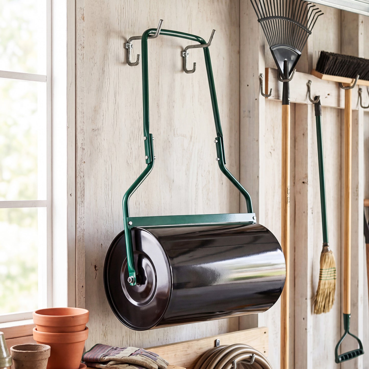Lawn Roller 12 Gallon Water/Sand Filled Garden Drum Roller with U-shape Handle Lawn Care Tools at Gallery Canada