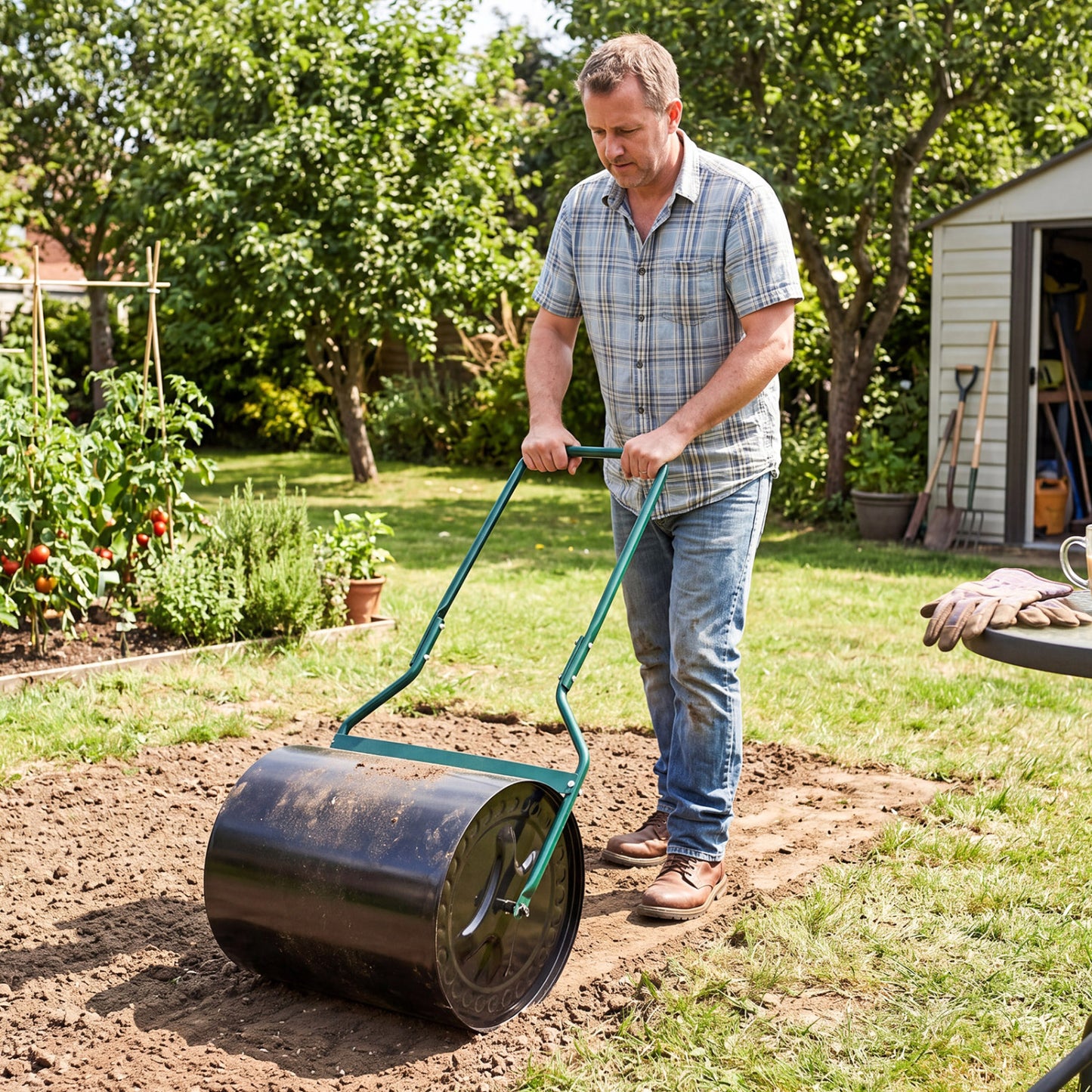 Lawn Roller 16 Gallon Water/Sand Filled Garden Drum Roller with Leak-proof Inlet Lawn Care Tools at Gallery Canada