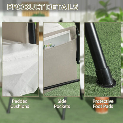 1-Seat Outdoor Porch Swing Patio Swing with Adjustable Canopy, Removable Seat and Back Cushion for Garden, Poolside Patio Swings with Stand at Gallery Canada