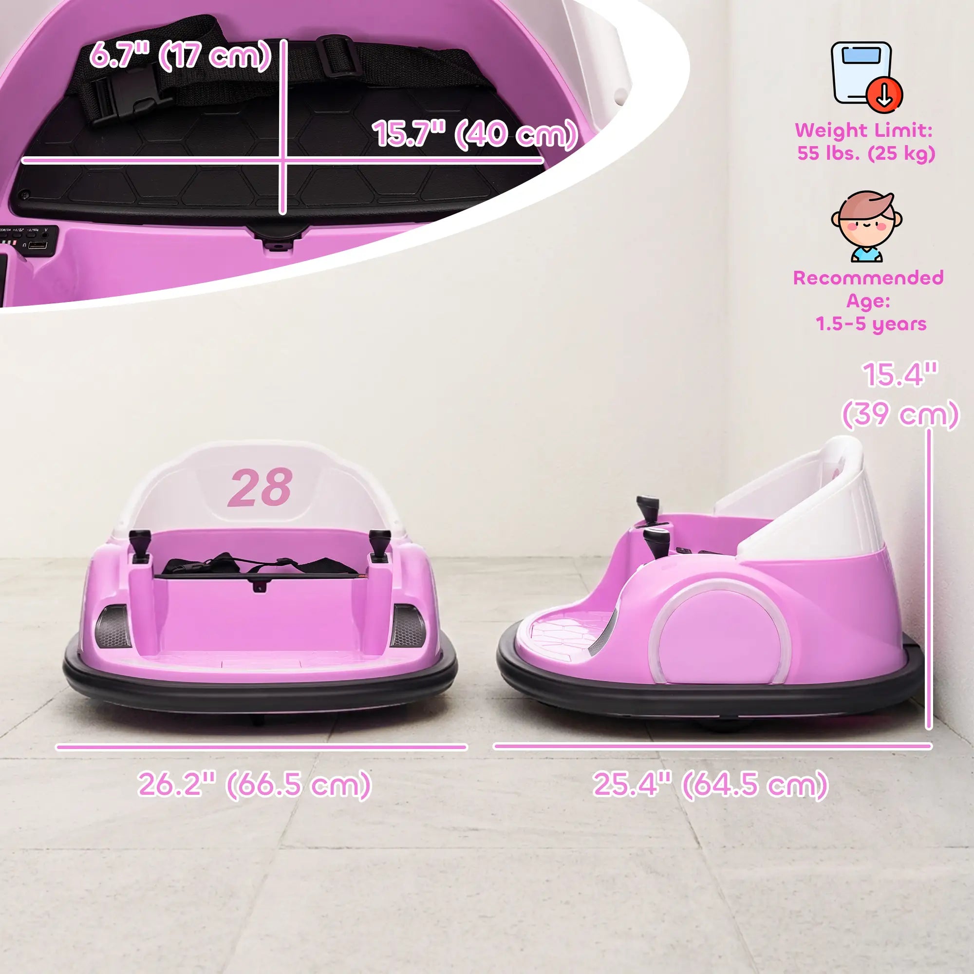 12V Bumper Car, 360 Remote Control, Lights Music Horn, 1.5-5 Years, Pink Electric Toy Cars at Gallery Canada