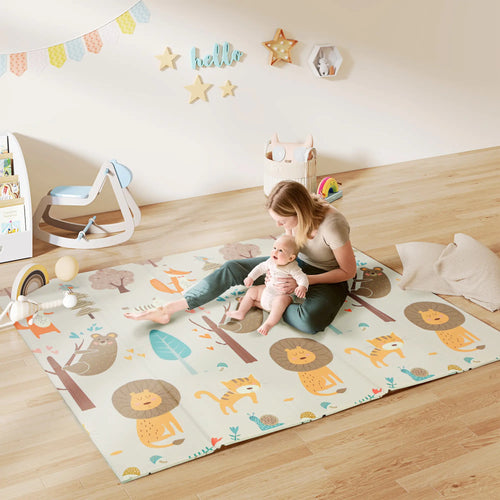 Double Sided Baby Play Mat, Reversible Waterproof, Animal Theme
