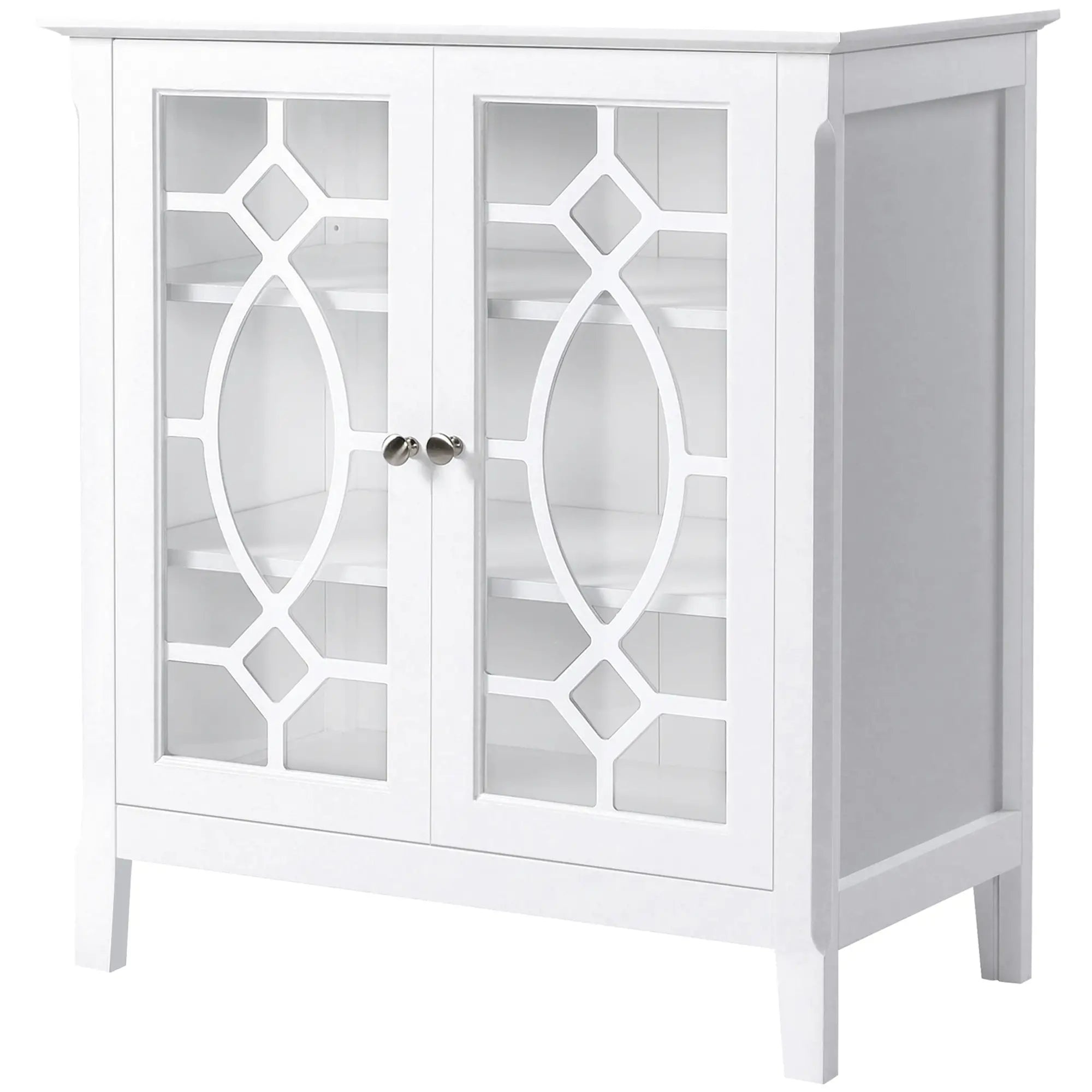 Sideboard Cabinet, Buffet Table, Double Glass Doors, 2 Shelves, White Bar Cabinets at Gallery Canada