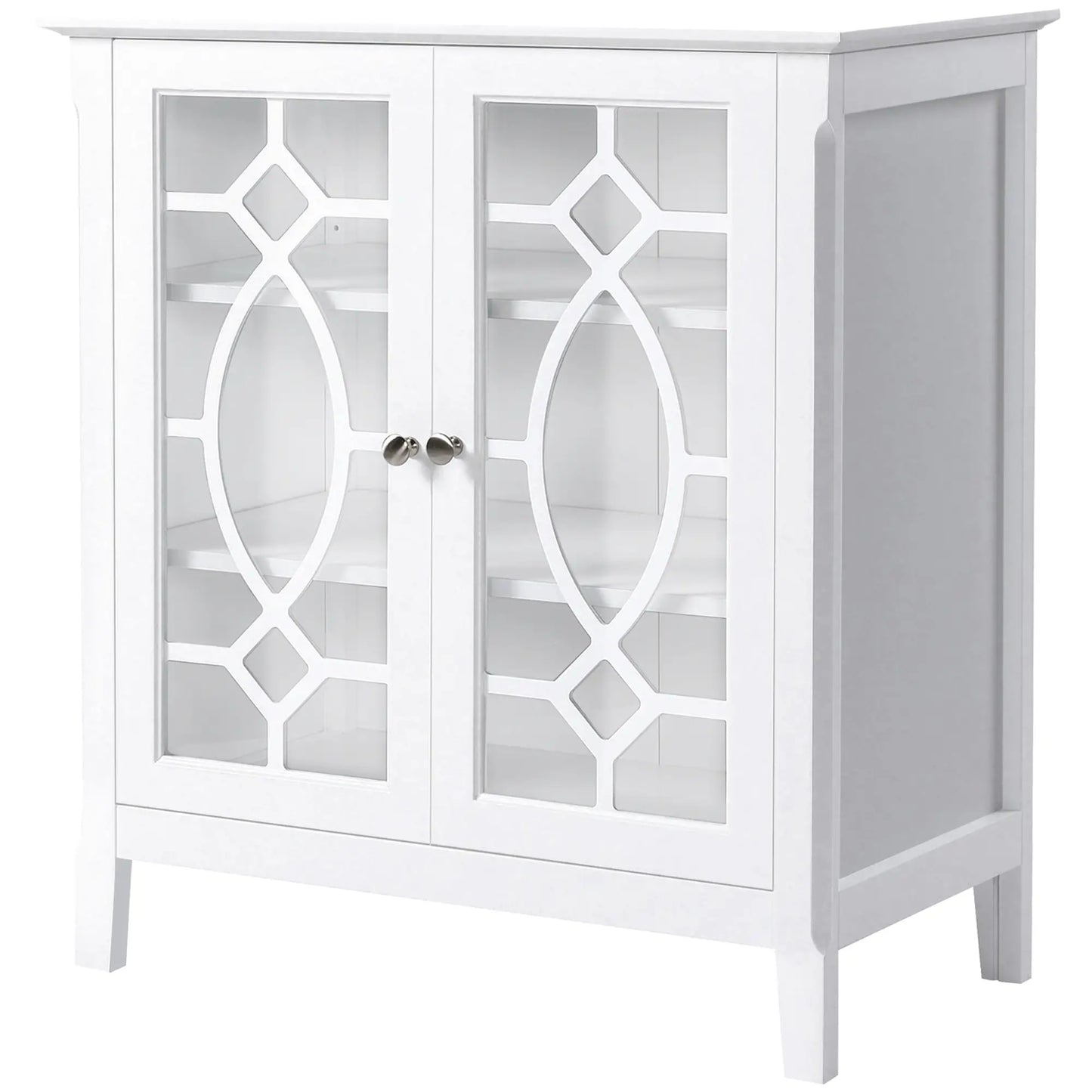 Sideboard Cabinet, Buffet Table, Double Glass Doors, 2 Shelves, White Bar Cabinets at Gallery Canada