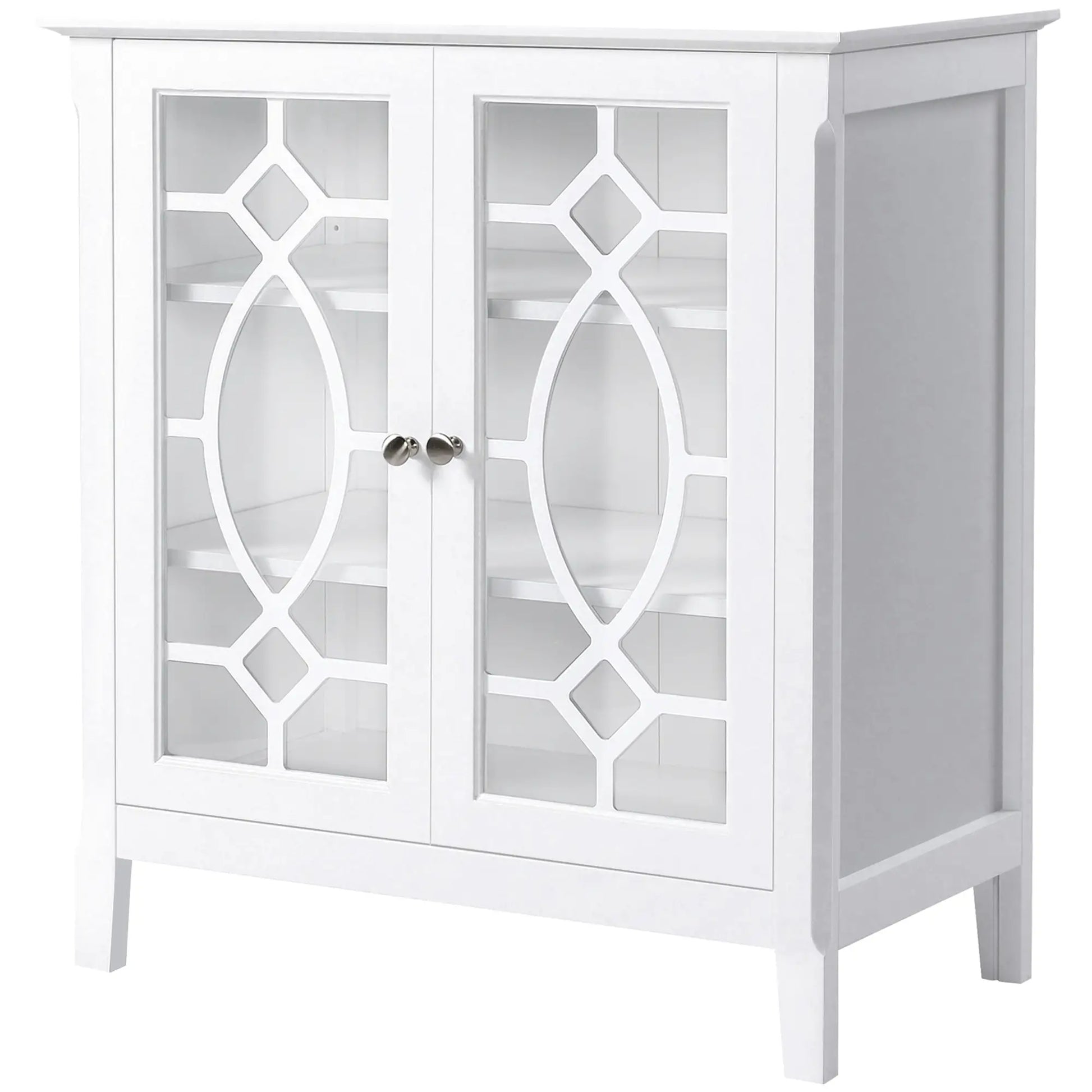 Sideboard Cabinet, Buffet Table, Double Glass Doors, 2 Shelves, White Bar Cabinets at Gallery Canada