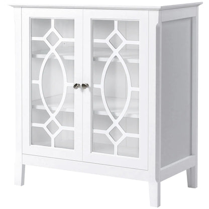 Sideboard Cabinet, Buffet Table, Double Glass Doors, 2 Shelves, White Bar Cabinets at Gallery Canada