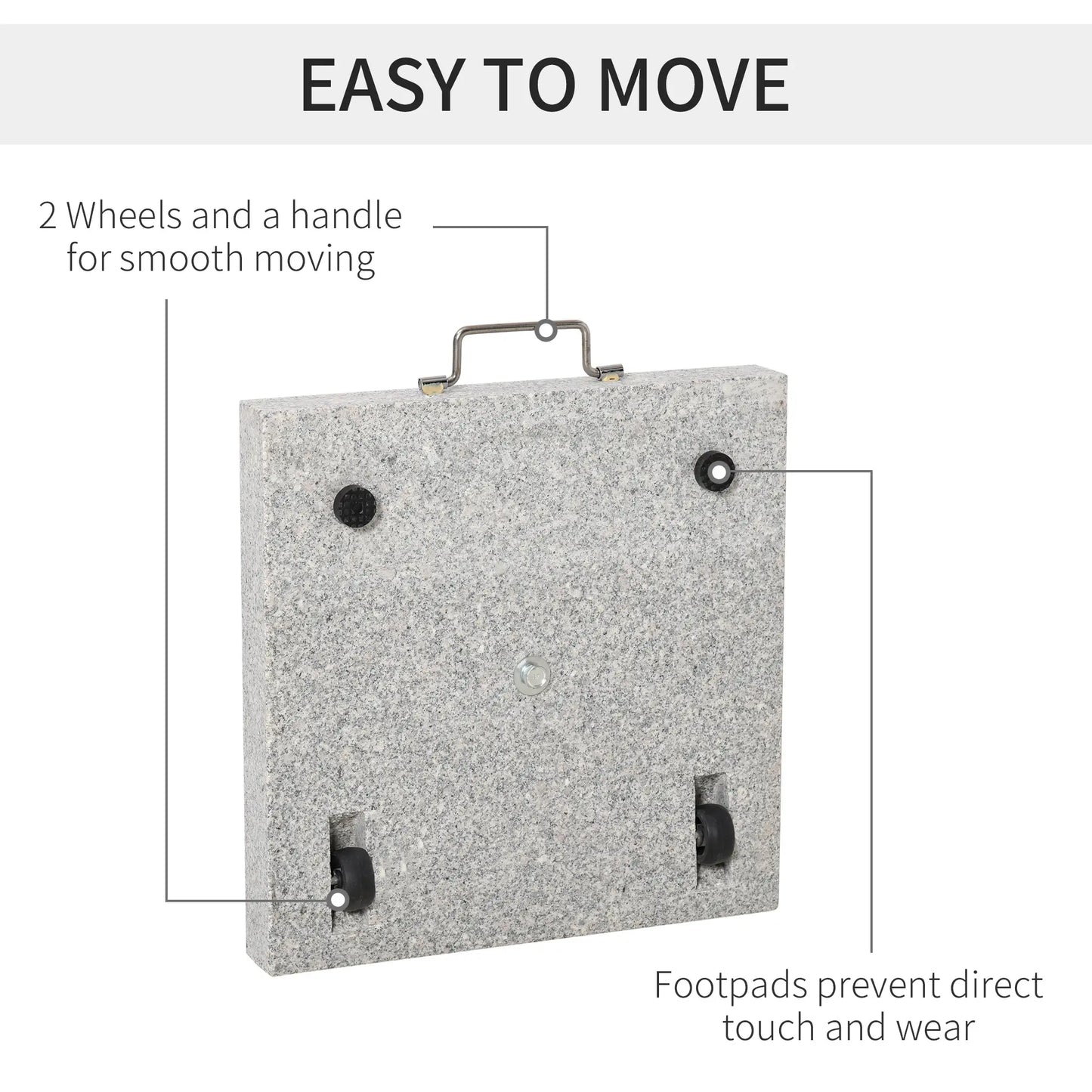 16.5" Marble Umbrella Stand, Heavy Holder Base With Wheels, Grey Umbrella Bases at Gallery Canada