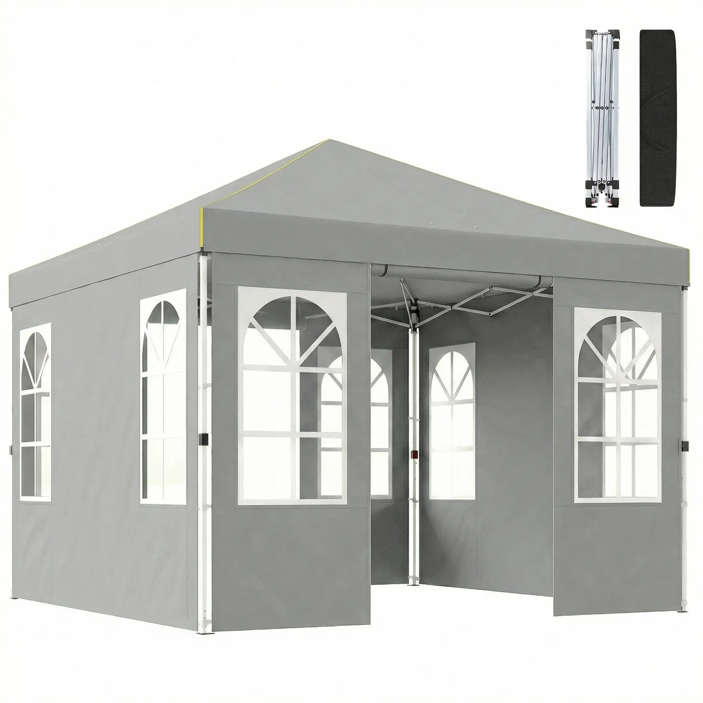 9.6 x 9.6 ft Pop Up Canopy Tent, 4 Sidewalls, UPF 50+, Light Grey Pop Up Canopies at Gallery Canada