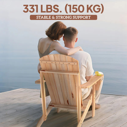 Classic Adirondack Chair, Garden Deck Chair with Cup Holder, Natural Patio Chairs at Gallery Canada